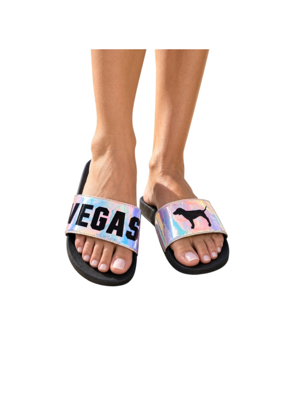 Rare Victoria’s Secret PINK Vegas Holographic Slides Approx L 9/10
